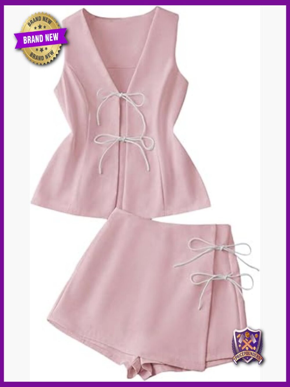 Sleeveless Lace Up 2 Piece Set Vest and Skort Shorts Summer Outfit
